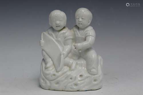 Porcelain Statue of a Boy and a Girl