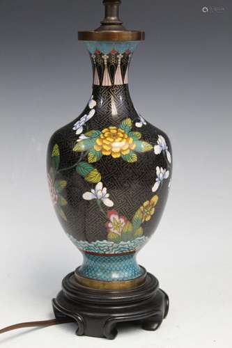 Chinese Cloisonne Vase Lamp