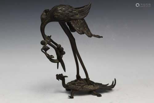 Chinese Bronze Crane Incense Holder