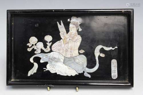 Chinese Lacquered Tray with Mother-of-pearl Inlay