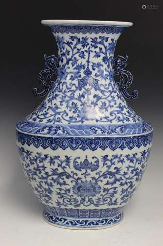 Large Chinese Blue and White Porcelain Vase