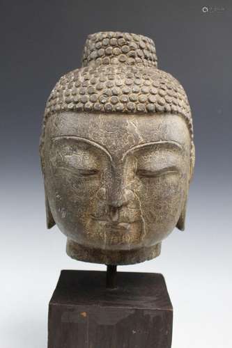 Chinese Carved Stone Buddha Head