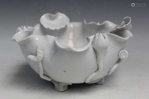 Chinese White Glaze Porcelain Lotus Bowl