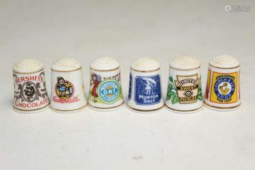 Six Porcelain Thimbles