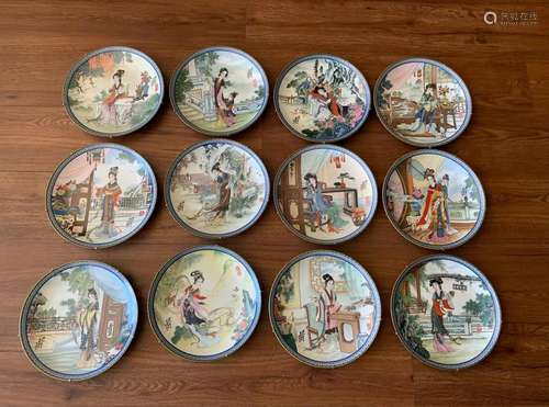 12 Chinese decorative porcelain plates.