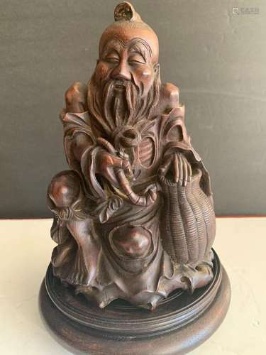 Chinese carved bamboo of an old man.