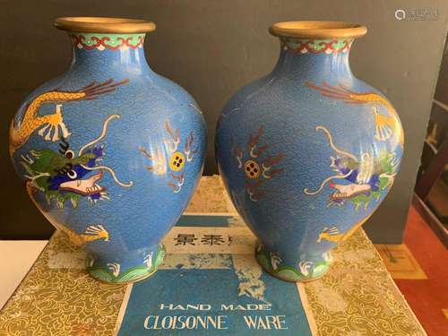 Pair of Chinese cloisonne vases.