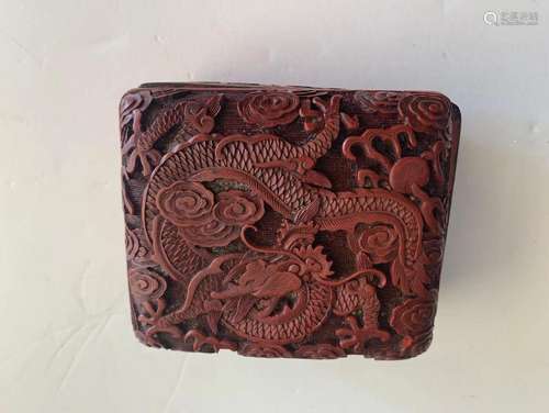 Chinese carved cinnabar box.