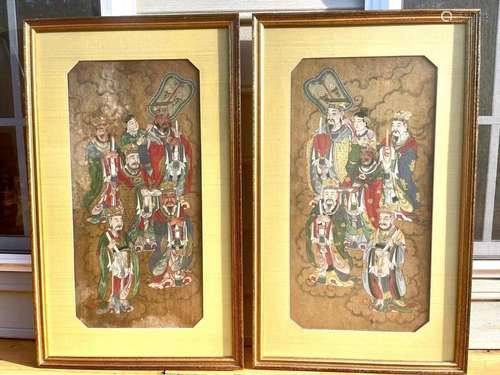 Pair of Chinese portraits, framed.