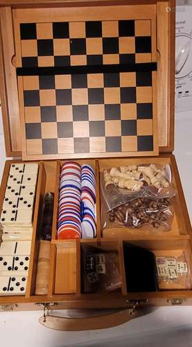 Wood Game box with board, etc