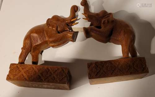 Pair of Wood Elephant book ends.