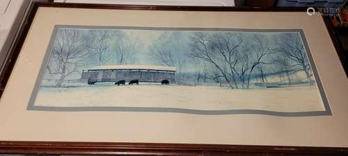 Framed Signed and numbered litho. By Sculpthorpe 21.5 x 41.5...