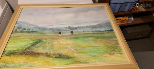 Framed Water color by Western artist Woelfer (24 x32”)