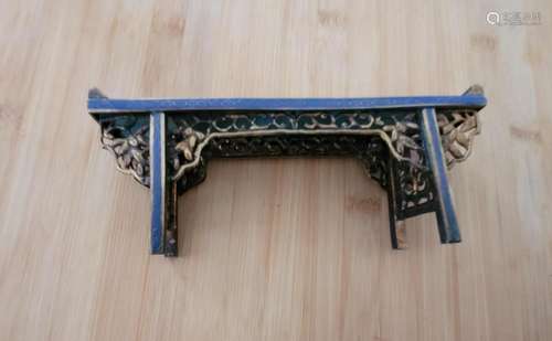 Patinated Chinese stand apx. 3 x 8 x 2”