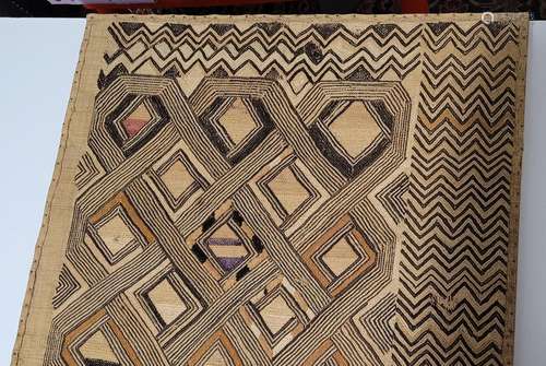 Vintage Shoowa bark cloth from D R Congo. Apx 18” sq. on boa...