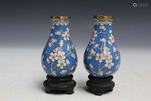 Pair Chinese cloisonne vases.