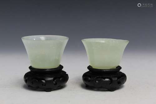 Pair of Chinese Jade Cups