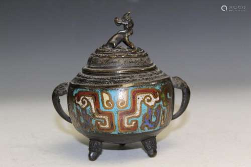 Japanese Bronze Cloisonne Incense Burner