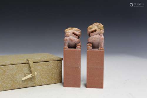 Two Chinese Soapstone Seals