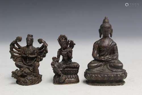 Three Metal Buddha Statues