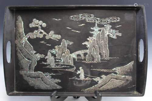 Chinese Mother-of-Pearl Inlay Lacquer Tray