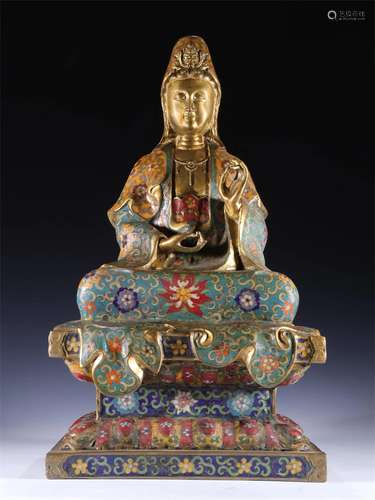 A Chinese Cloisonne Guanyin Statue