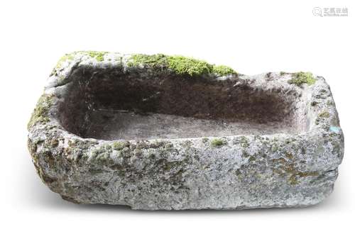 A STONE TROUGH, rectangular. 94cm by 48cm