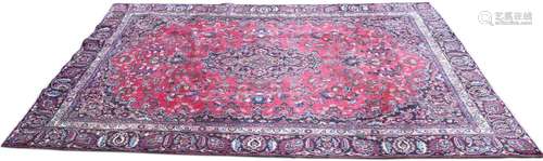 A PERSIAN SABZEVAR CARPET, the raspberry field with scrollin...