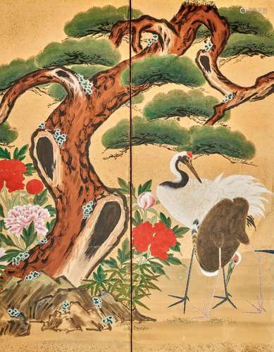 126 - A PAIR OF SIX-PANEL SCREEN, BYOBU