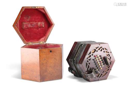 A ROSEWOOD 48-BUTTON CONCERTINA, PROBABLY BY LACHENAL & ...