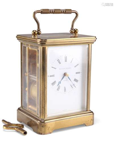 MATTHEW NORMAN, LONDON, A BRASS CASED CARRIAGE CLOCK, the wh...