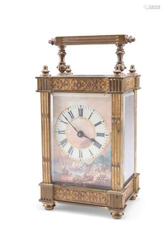 A FRENCH PAINTED DIAL CARRIAGE CLOCK, 19TH CENTURY, the case...