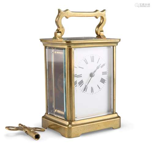 A FRENCH BRASS CASED CARRIAGE CLOCK, by Duverdrey & Bloq...