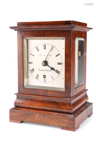 A MID-19TH CENTURY ROSEWOOD LIBRARY CLOCK, OF SMALL PROPORTI...