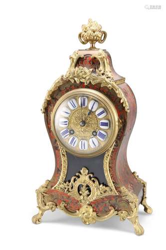 A 19TH CENTURY FRENCH GILT-METAL MOUNTED BOULLE MANTEL CLOCK...