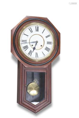 AN AMERICAN DROP-DIAL WALL CLOCK, by Ansonia, with octagonal...