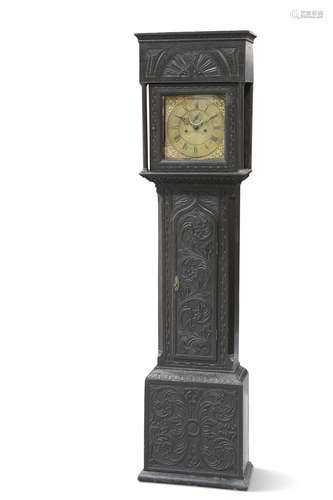 A CARVED OAK EIGHT-DAY LONGCASE CLOCK, the 10Â½-inch square ...