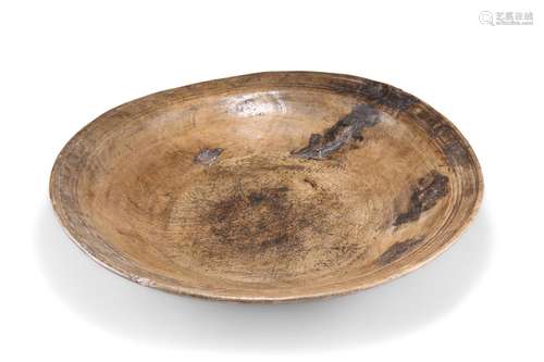 A 19TH CENTURY SYCAMORE DOUGH BOWL, circular with linear ban...