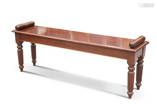 A MAHOGANY WINDOW SEAT, IN 19TH CENTURY STYLE, the moulded r...