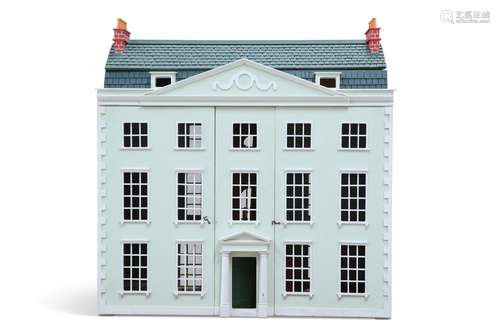 A LARGE PERIOD-STYLE DOLLS HOUSE, the front with three hinge...