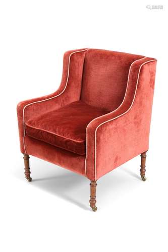 A LATE REGENCY MAHOGANY AND UPHOLSTERED LIBRARY ARMCHAIR,Â r...