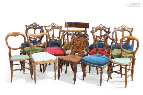 A GROUP OF FIFTEEN VICTORIAN AND LATER COUNTRY HOUSE CHAIRS,...