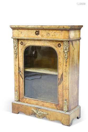 A VICTORIAN FLORAL MARQUETRY AND WALNUT PIER CABINET, of cha...