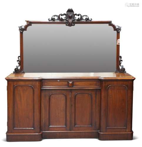 A VICTORIAN MAHOGANY FOUR-DOOR CHIFFONIER, the mirrored supe...