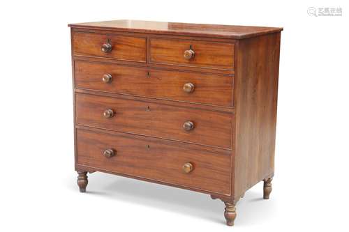 A MID-19TH CENTURY MAHOGANY CHEST OF DRAWERS,Â of small prop...