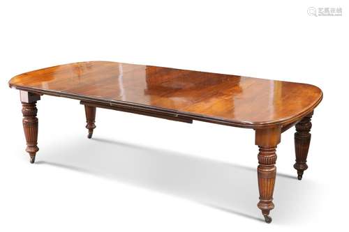 A VICTORIAN WIND-OUT DINING TABLE, the moulded top with roun...