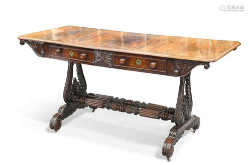 A WILLIAM IV MAHOGANY LIBRARY TABLE, the moulded rectangular...