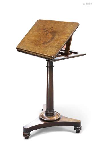 A WILLIAM IV READING TABLE, the hinged rectangular top with ...