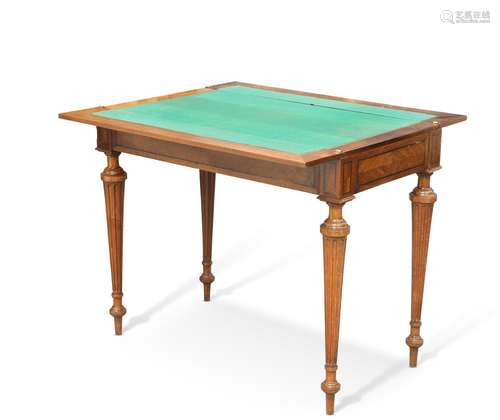 A GOOD QUALITY FRENCH PATENTED WALNUT GAMING TABLE, LATE 19T...