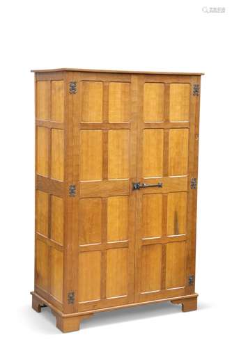 ALAN GRAINGER OF BRANDSBY, AN ACORNMAN OAK WARDROBE, the pan...